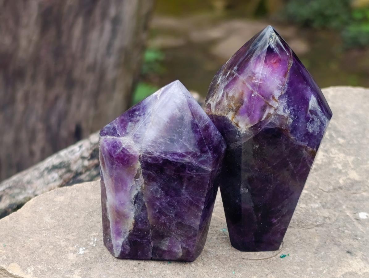 Polished Chevron Amethyst Display Crystals x 7 From Zambia - Toprock Gemstones and Minerals 