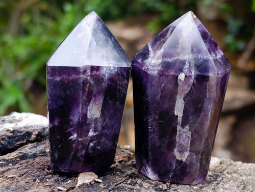 Polished Chevron Amethyst Display Crystals x 7 From Zambia - Toprock Gemstones and Minerals 