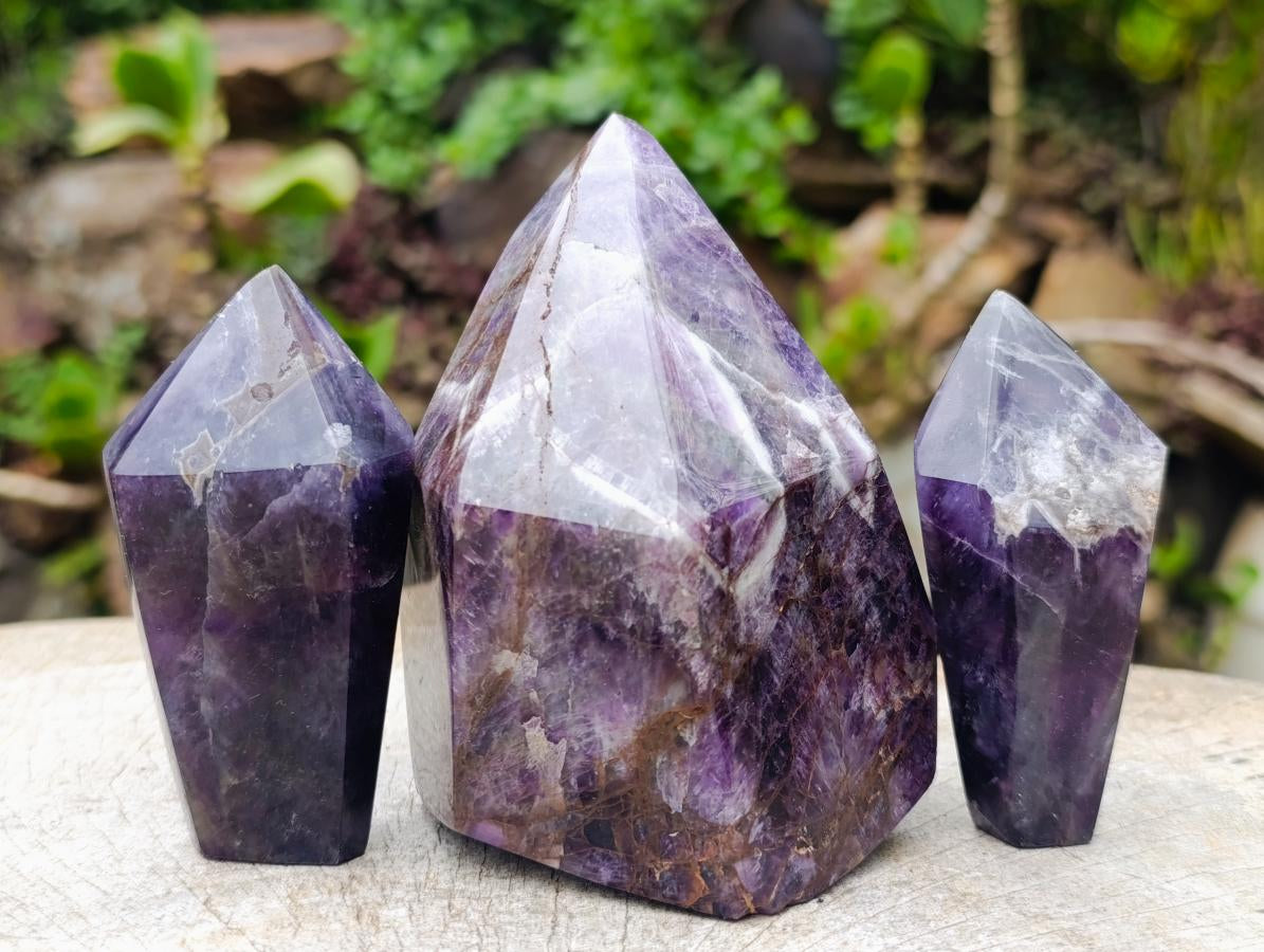 Polished Chevron Amethyst Display Crystals x 7 From Zambia - Toprock Gemstones and Minerals 
