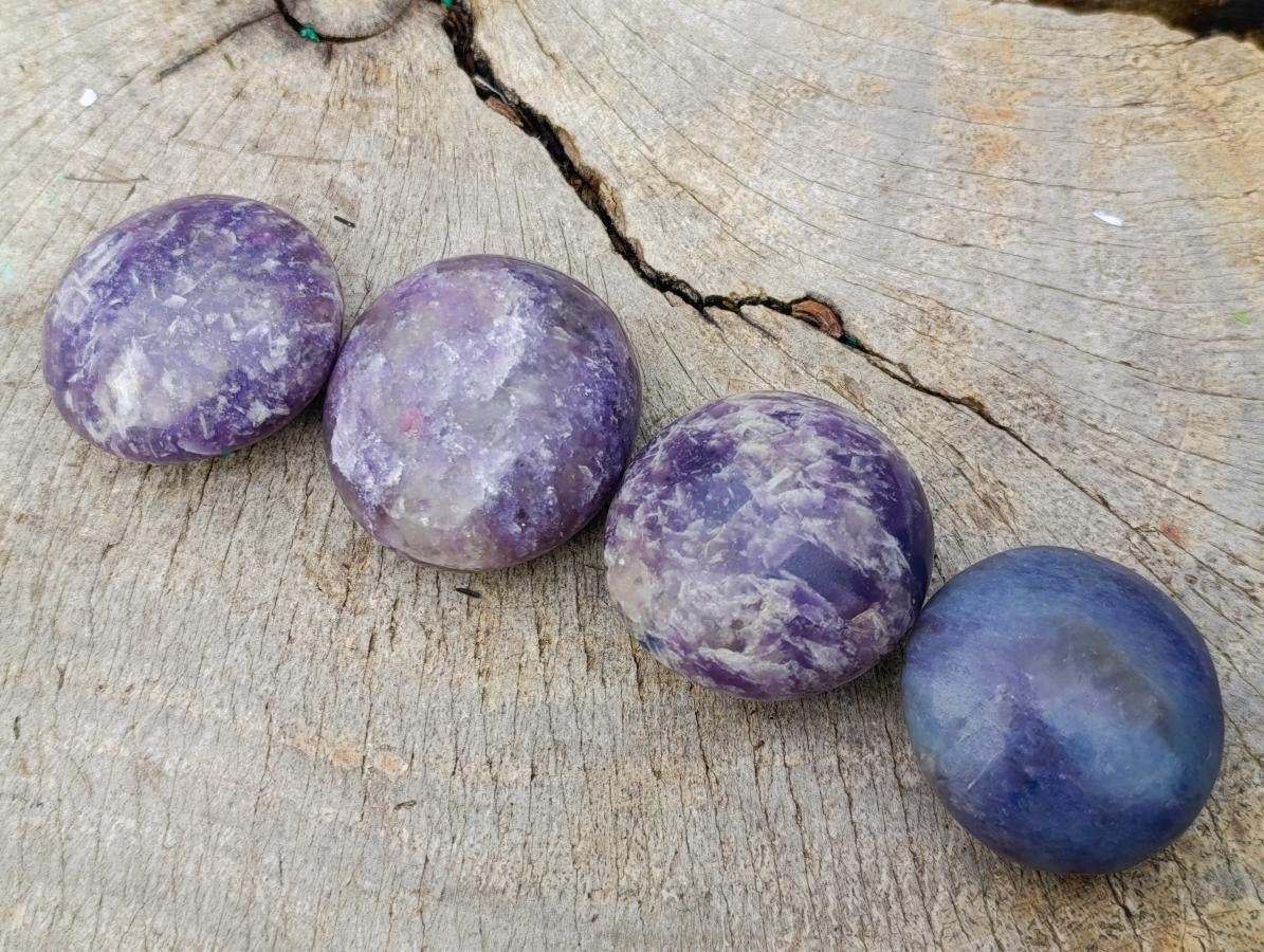 Polished Lepidolite Galets x 24 From Ambatondrazaka, Madagascar - Toprock Gemstones and Minerals 