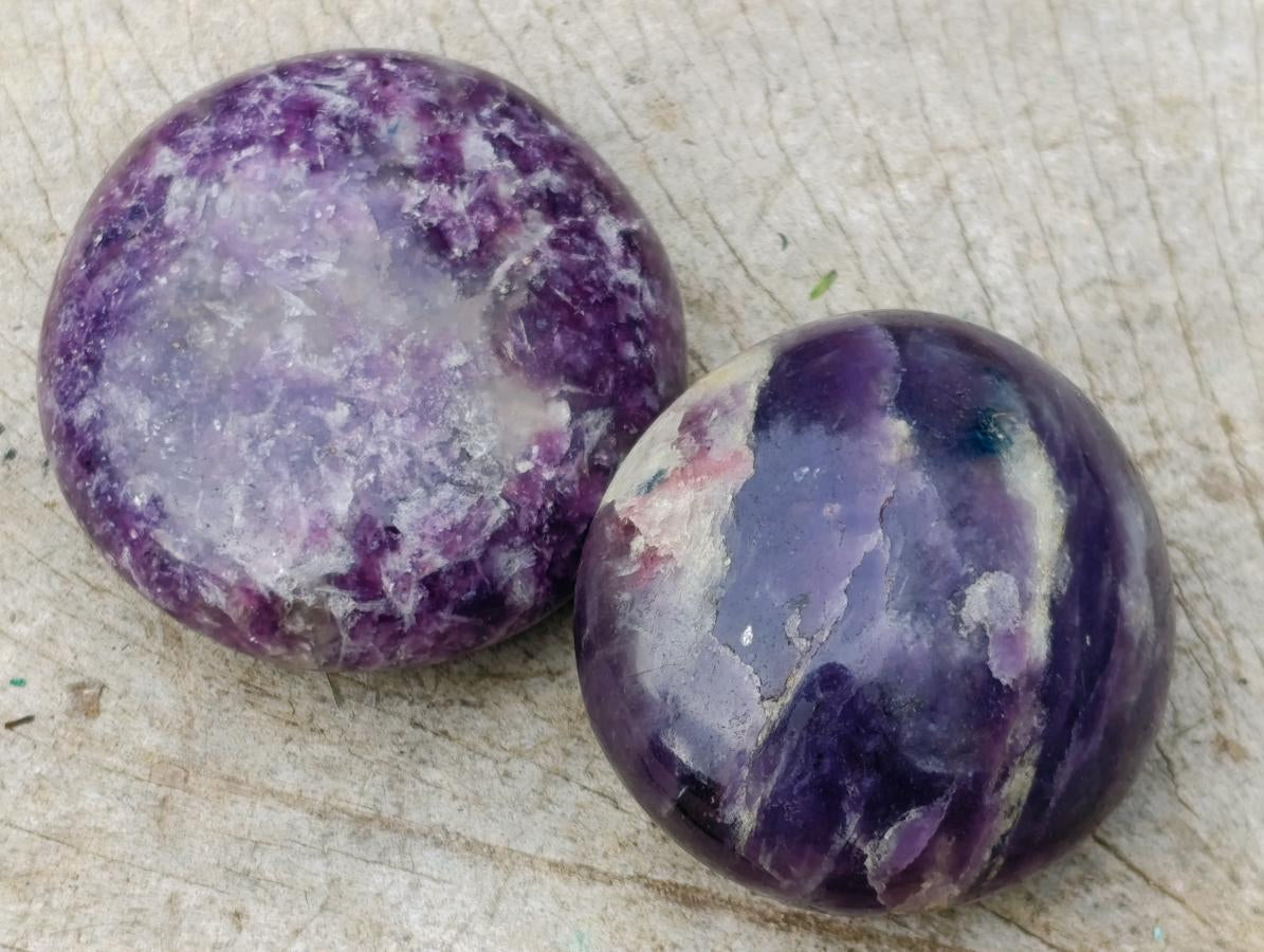 Polished Lepidolite Galets x 24 From Ambatondrazaka, Madagascar - Toprock Gemstones and Minerals 