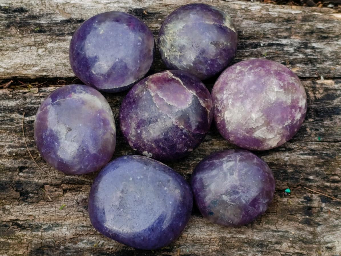 Polished Lepidolite Galets x 24 From Ambatondrazaka, Madagascar - Toprock Gemstones and Minerals 