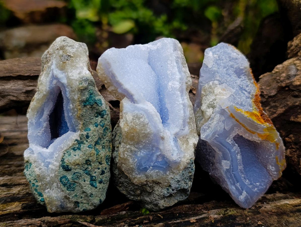 Natural Blue Lace Agate Geodes with Dog Tooth Calcite x 12 From Nsanje, Malawi - Toprock Gemstones and Minerals 