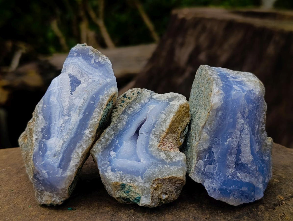 Natural Blue Lace Agate Geodes with Dog Tooth Calcite x 12 From Nsanje, Malawi - Toprock Gemstones and Minerals 