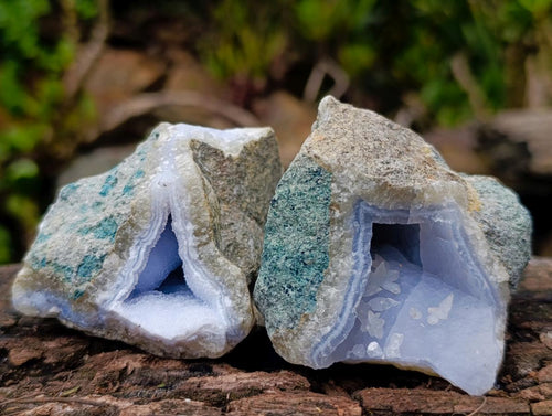 Natural Blue Lace Agate Geodes with Dog Tooth Calcite x 12 From Nsanje, Malawi - Toprock Gemstones and Minerals 