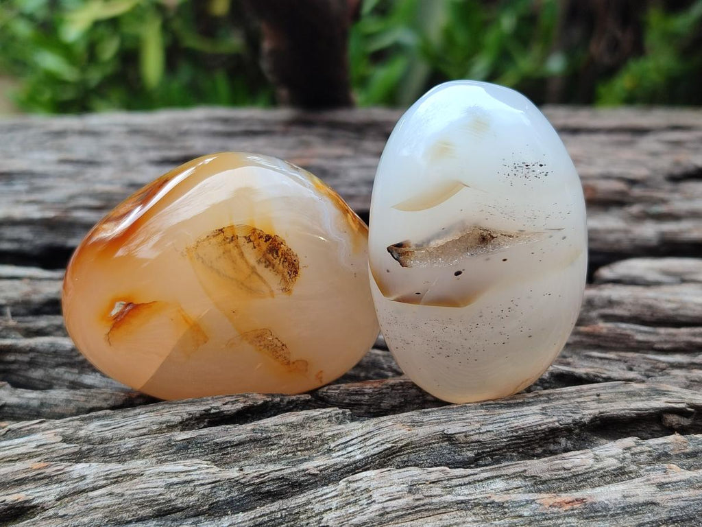 Polished Banded Agate Galets x 12 From Madagascar - Toprock Gemstones and Minerals 