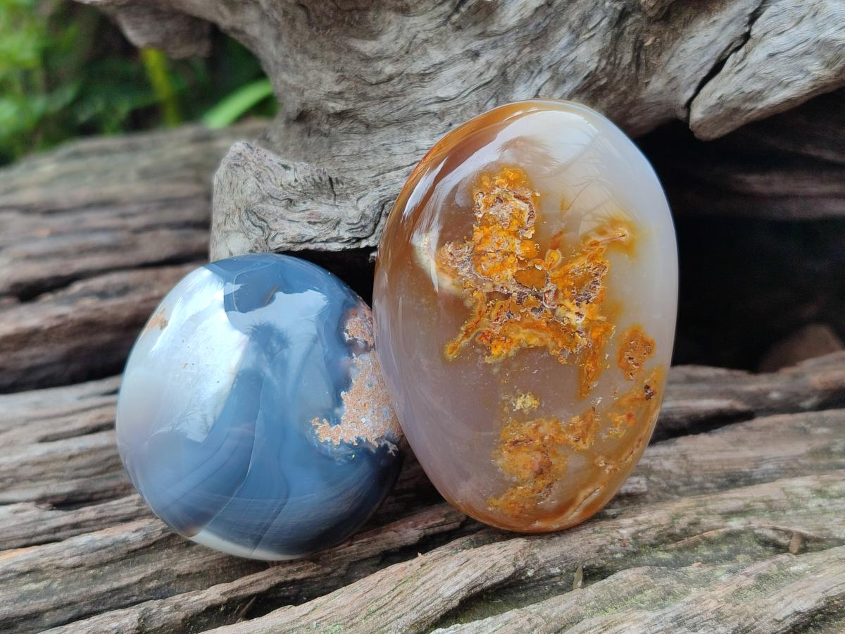 Polished Banded Agate Galets x 12 From Madagascar - Toprock Gemstones and Minerals 