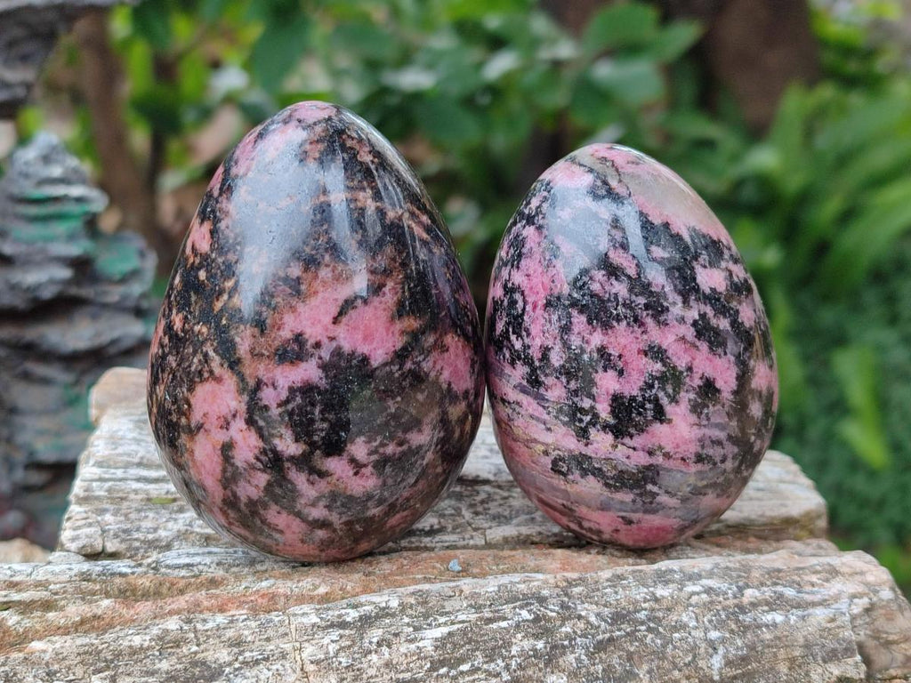 Polished Rhodonite Gemstone Eggs x 4 From Ambindavato, Madagascar - Toprock Gemstones and Minerals 