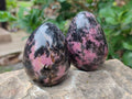 Polished Rhodonite Gemstone Eggs x 4 From Ambindavato, Madagascar - Toprock Gemstones and Minerals 