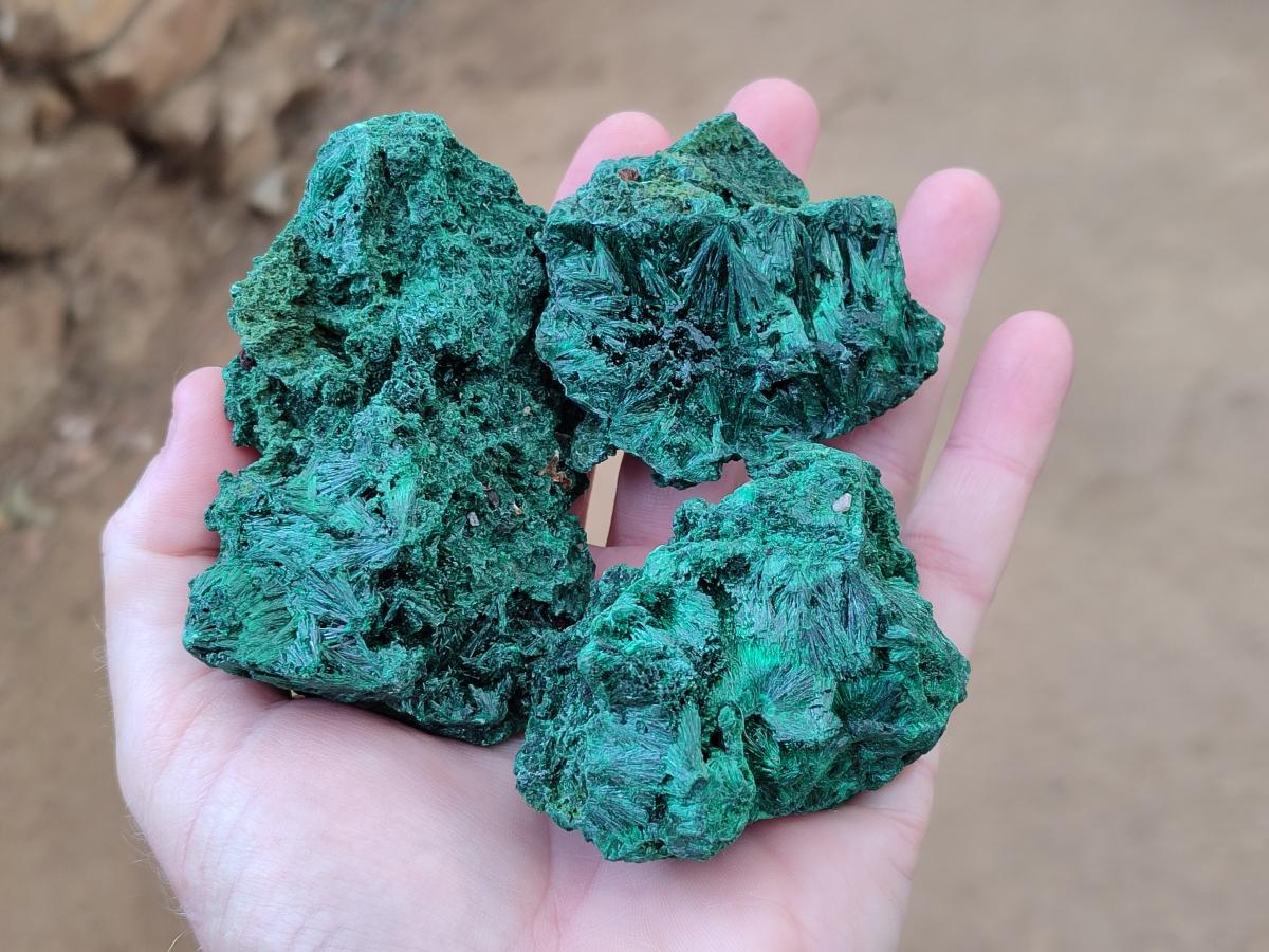 Natural Silky Malachite Specimens x 6 From Kasompe, Congo - Toprock Gemstones and Minerals 
