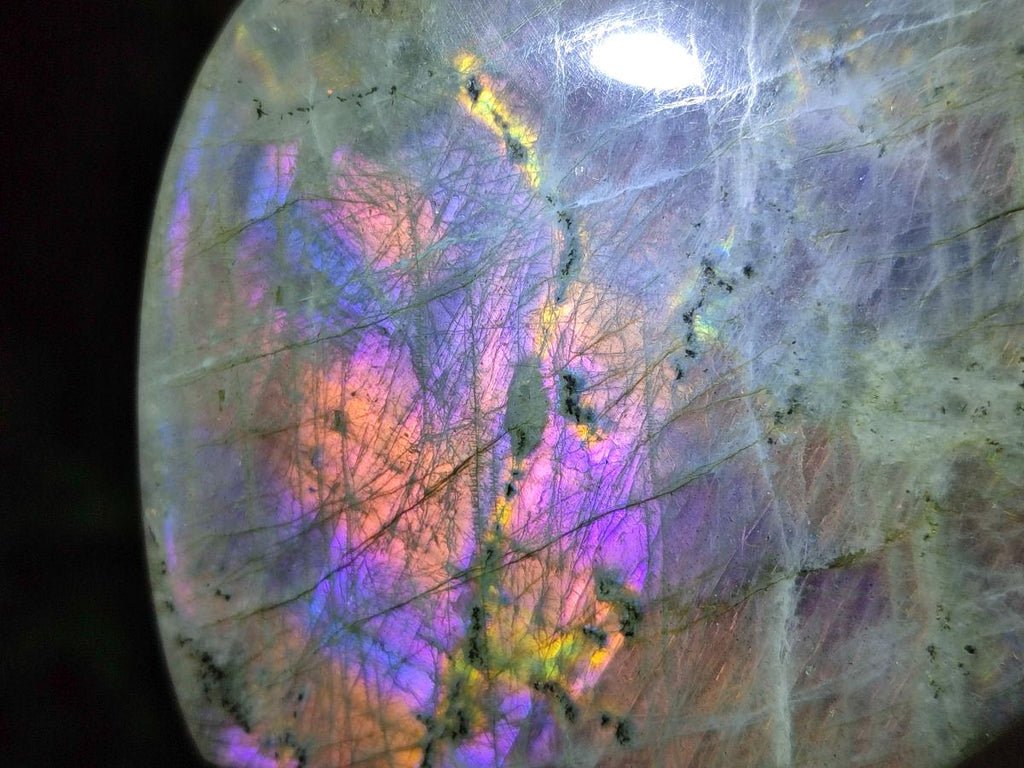 Polished Rare Purple Sunset Flash Labradorite Standing Display Pieces x 3 From Madagascar - Toprock Gemstones and Minerals 