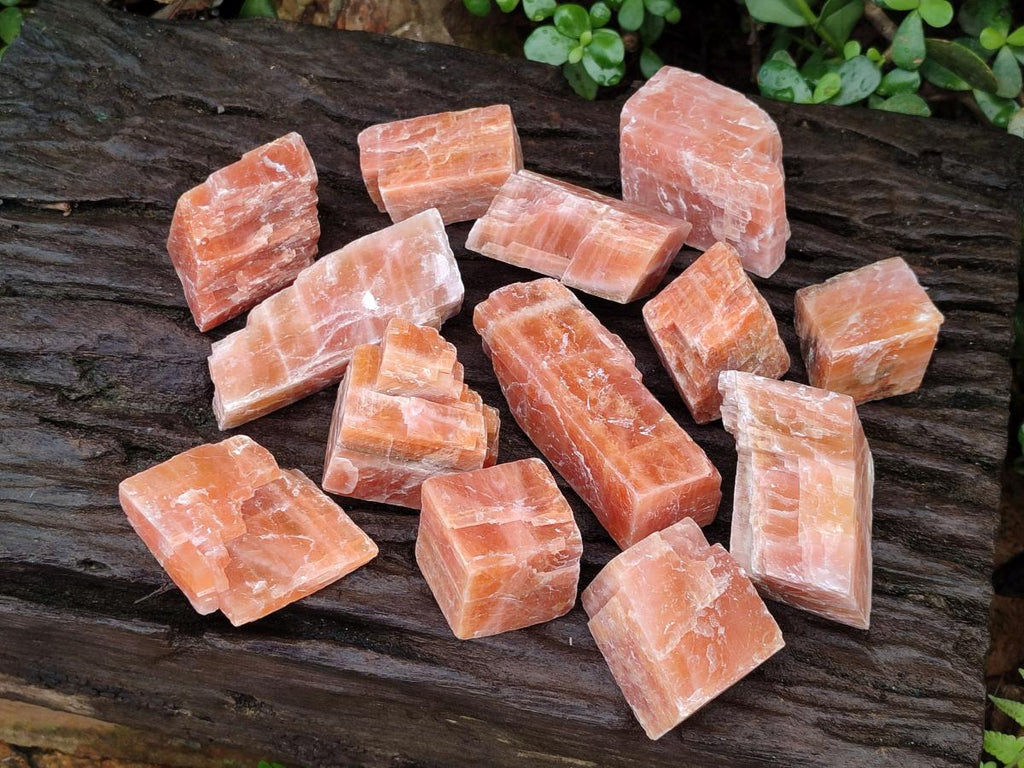 Natural Rhombohedral Sunset Orange Calcite Specimens x 24 From Spitzkop, Namibia - Toprock Gemstones and Minerals 