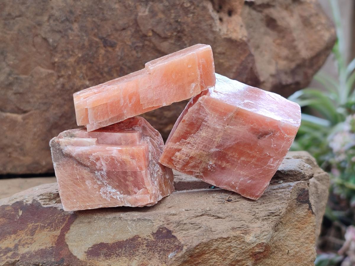 Natural Rhombohedral Sunset Orange Calcite Specimens x 24 From Spitzkop, Namibia - Toprock Gemstones and Minerals 