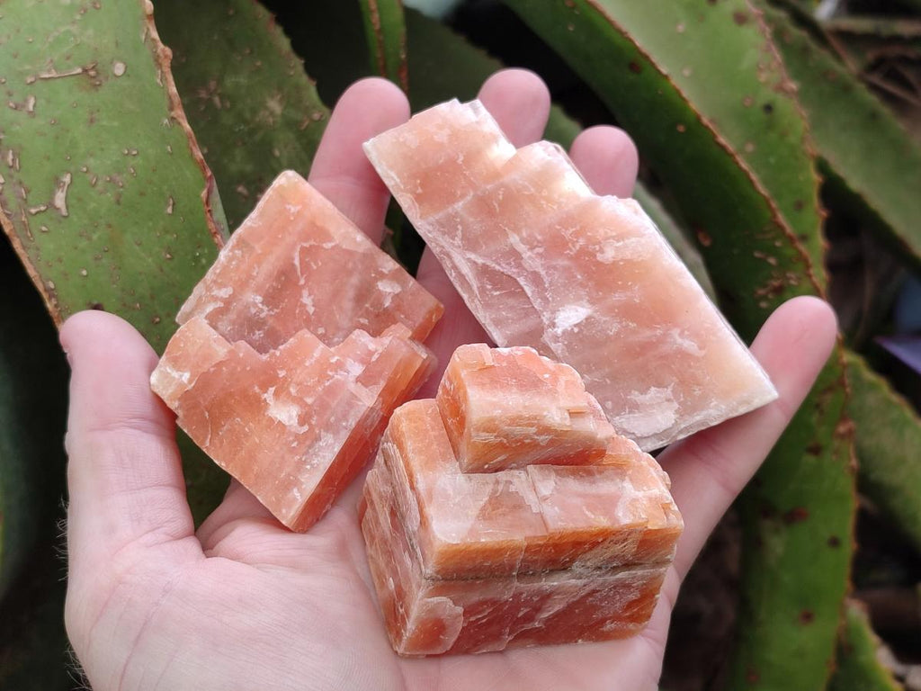 Natural Rhombohedral Sunset Orange Calcite Specimens x 24 From Spitzkop, Namibia - Toprock Gemstones and Minerals 