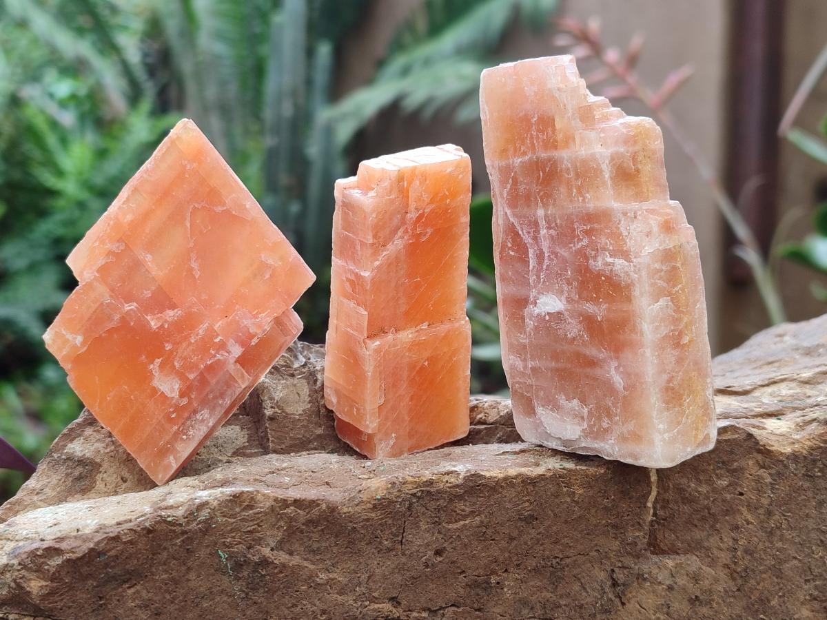 Natural Rhombohedral Sunset Orange Calcite Specimens x 24 From Spitzkop, Namibia - Toprock Gemstones and Minerals 