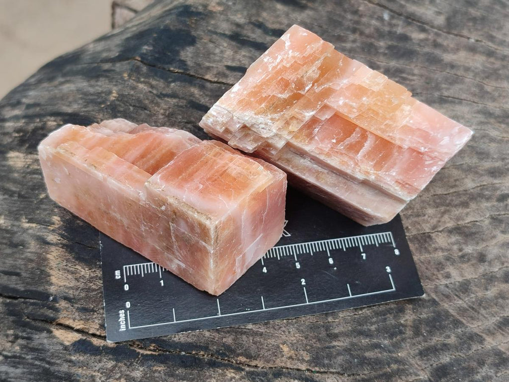 Natural Rhombohedral Sunset Orange Calcite Specimens x 24 From Spitzkop, Namibia - Toprock Gemstones and Minerals 