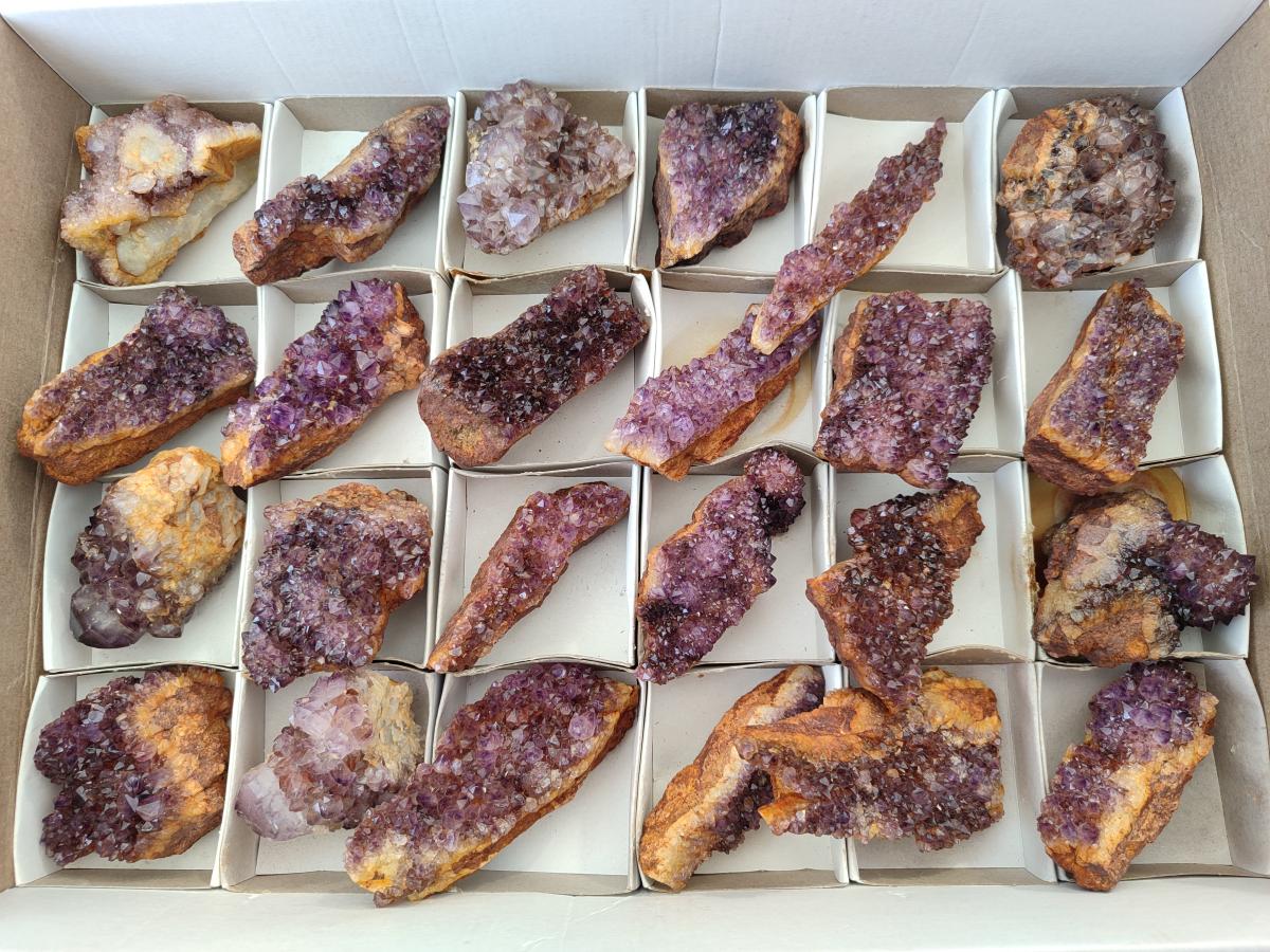 Natural Dark Purple Amethyst Crystal Plates x 24 From Boekenhouthoek, South Africa - Toprock Gemstones and Minerals 