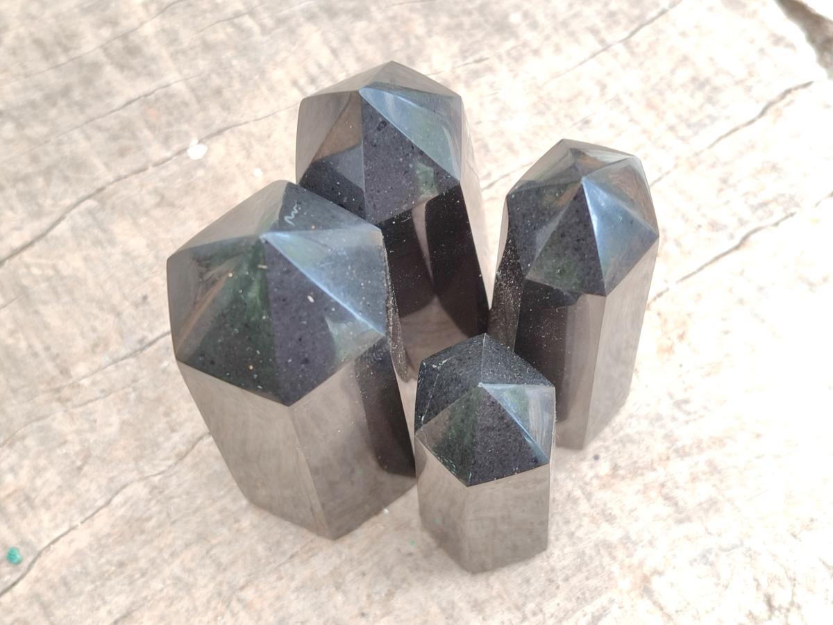 Polished Black Basalt Display Pieces x 12 From Madagascar - Toprock Gemstones and Minerals 