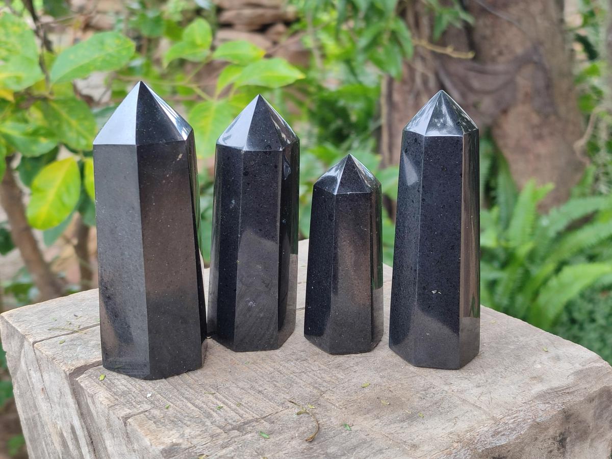 Polished Black Basalt Display Pieces x 12 From Madagascar - Toprock Gemstones and Minerals 