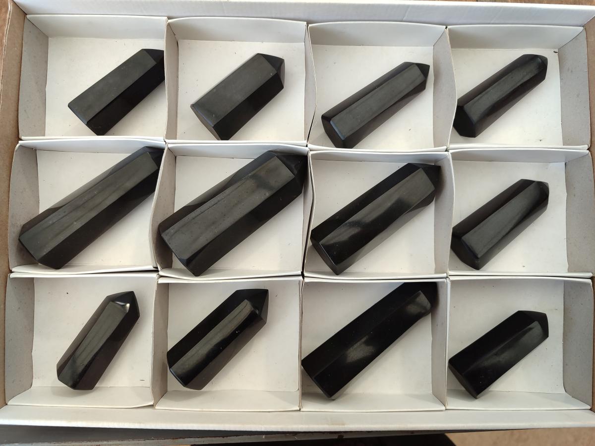 Polished Black Basalt Display Pieces x 12 From Madagascar - Toprock Gemstones and Minerals 