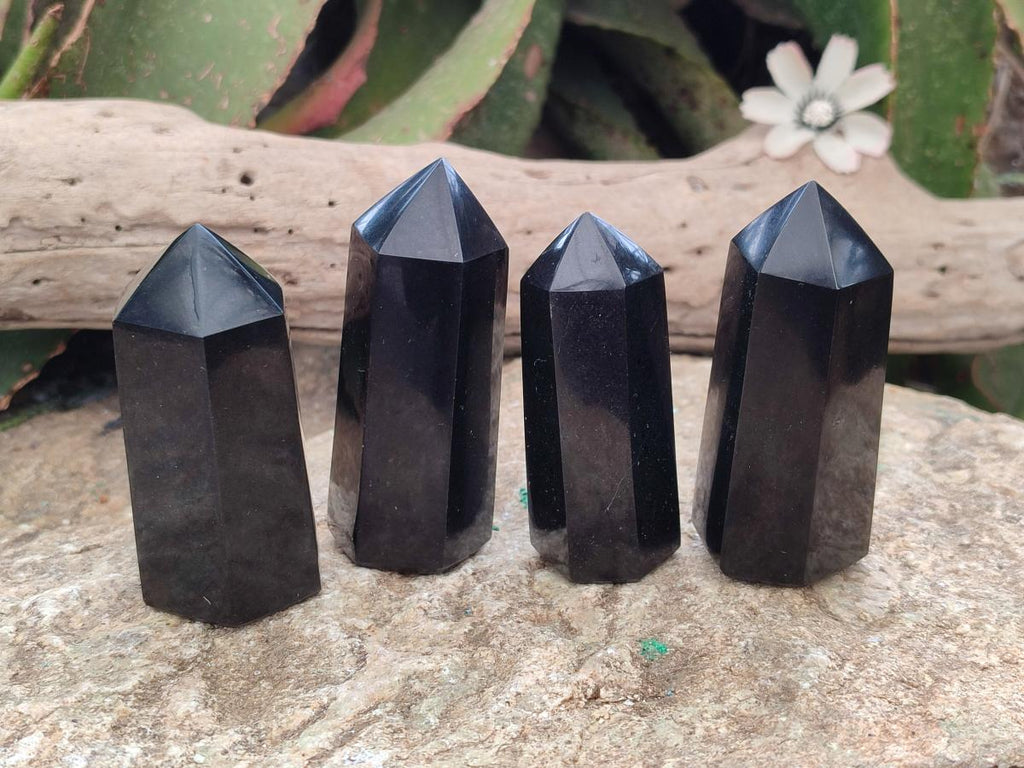 Polished Black Basalt Display Pieces x 12 From Madagascar - Toprock Gemstones and Minerals 