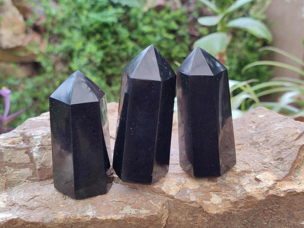 Polished Black Basalt Display Pieces x 12 From Madagascar - Toprock Gemstones and Minerals 