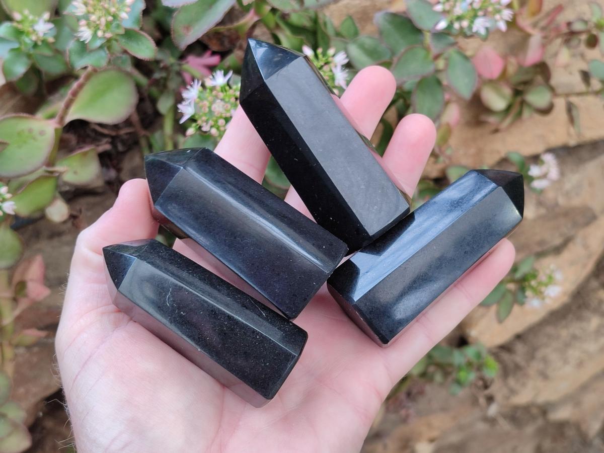 Polished Black Basalt Display Pieces x 12 From Madagascar - Toprock Gemstones and Minerals 