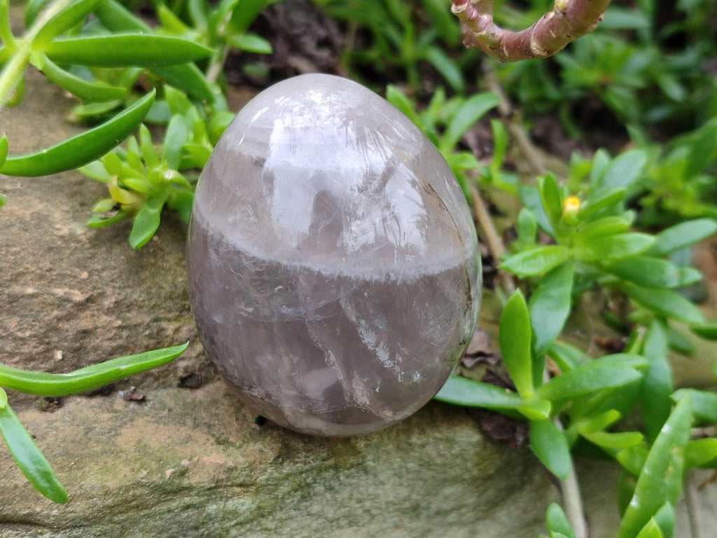 Polished Large Smokey Window Quartz Eggs x 6 From Madagascar - Toprock Gemstones and Minerals 
