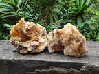 Natural Golden Limonite Quartz Clusters x 2 From Solwezi, Zambia - Toprock Gemstones and Minerals 
