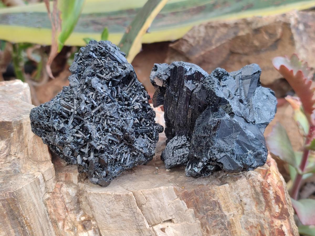 Natural Schorl Black Tourmaline Specimens x 3 From Erongo, Namibia - Toprock Gemstones and Minerals 