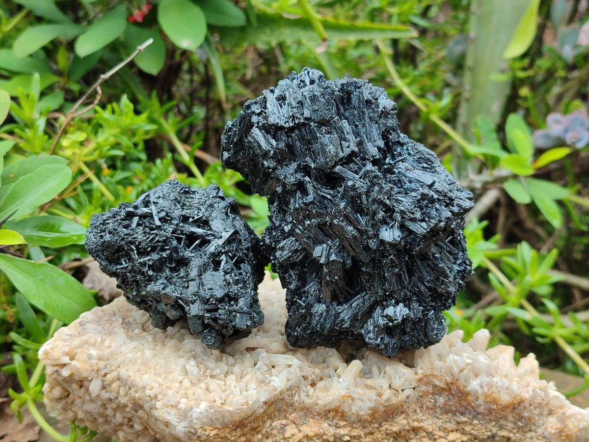 Natural Schorl Black Tourmaline Specimens x 3 From Erongo, Namibia - Toprock Gemstones and Minerals 