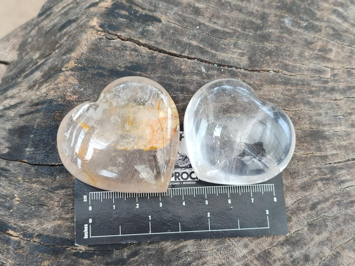 Polished Clear Quartz Hearts x 12 From Madagascar - Toprock Gemstones and Minerals 