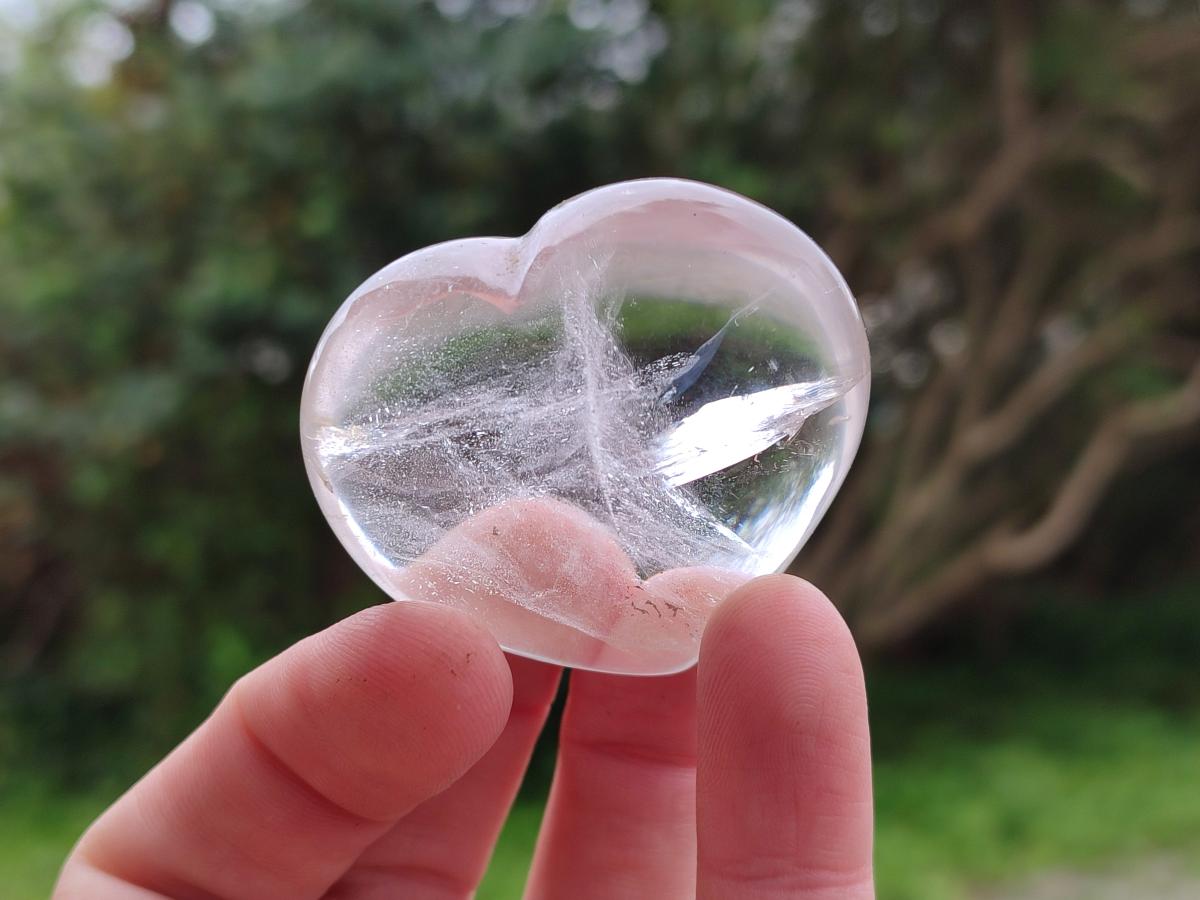 Polished Clear Quartz Hearts x 12 From Madagascar - Toprock Gemstones and Minerals 