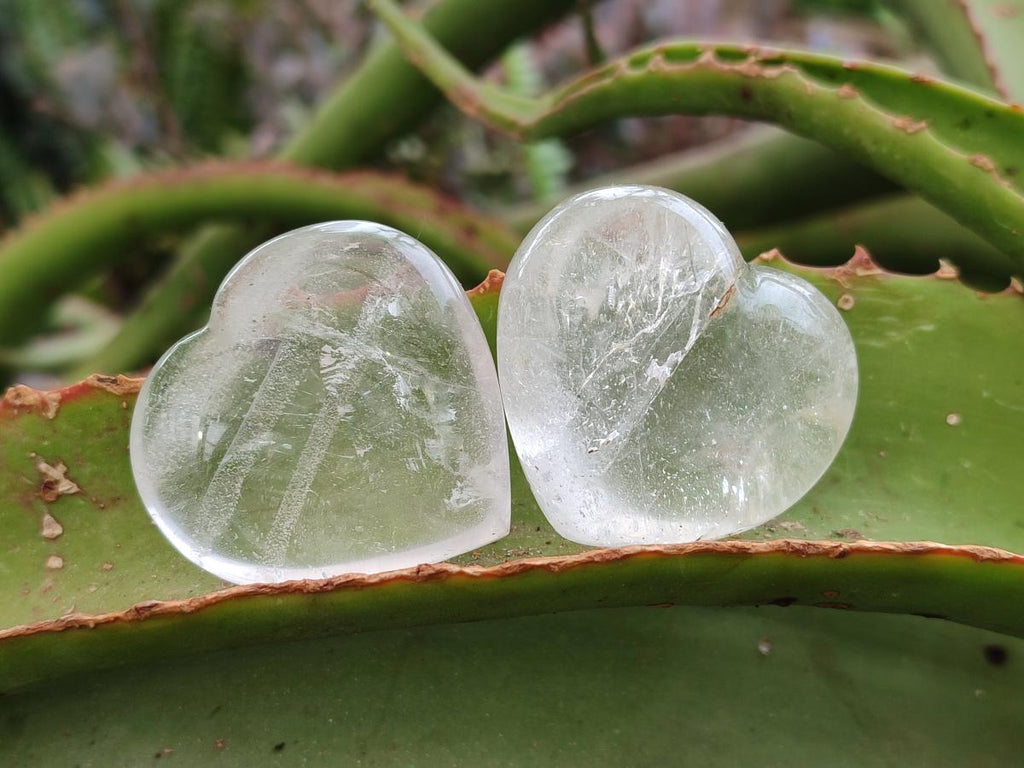 Polished Clear Quartz Hearts x 12 From Madagascar - Toprock Gemstones and Minerals 