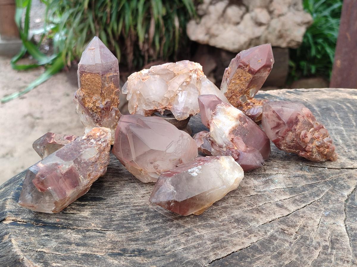 Natural Red Hematoid Phantom Quartz Crystals x 12 From Karoi, Zimbabwe - Toprock Gemstones and Minerals 