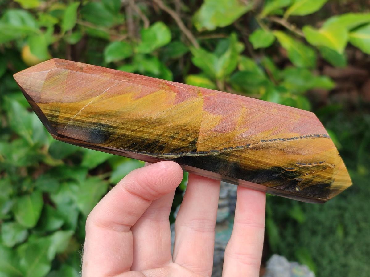 Polished Double Terminated Blue and Golden Tigers Eye Crystals x From Prieska, South Africa - Toprock Gemstones and Minerals 
