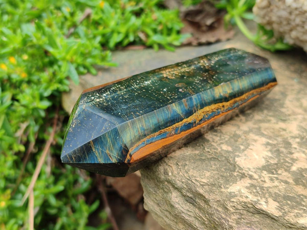 Polished Double Terminated Blue and Golden Tigers Eye Crystals x From Prieska, South Africa - Toprock Gemstones and Minerals 