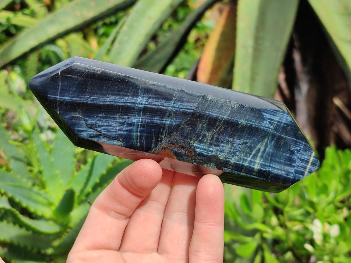 Polished Double Terminated Blue and Golden Tigers Eye Crystals x From Prieska, South Africa - Toprock Gemstones and Minerals 