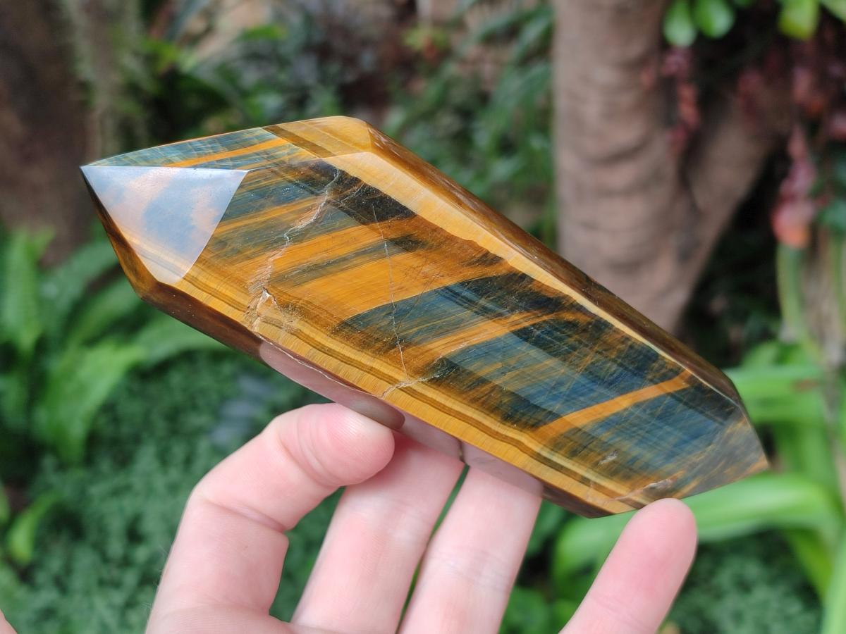 Polished Double Terminated Blue and Golden Tigers Eye Crystals x From Prieska, South Africa - Toprock Gemstones and Minerals 