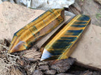 Polished Double Terminated Blue and Golden Tigers Eye Crystals x From Prieska, South Africa - Toprock Gemstones and Minerals 