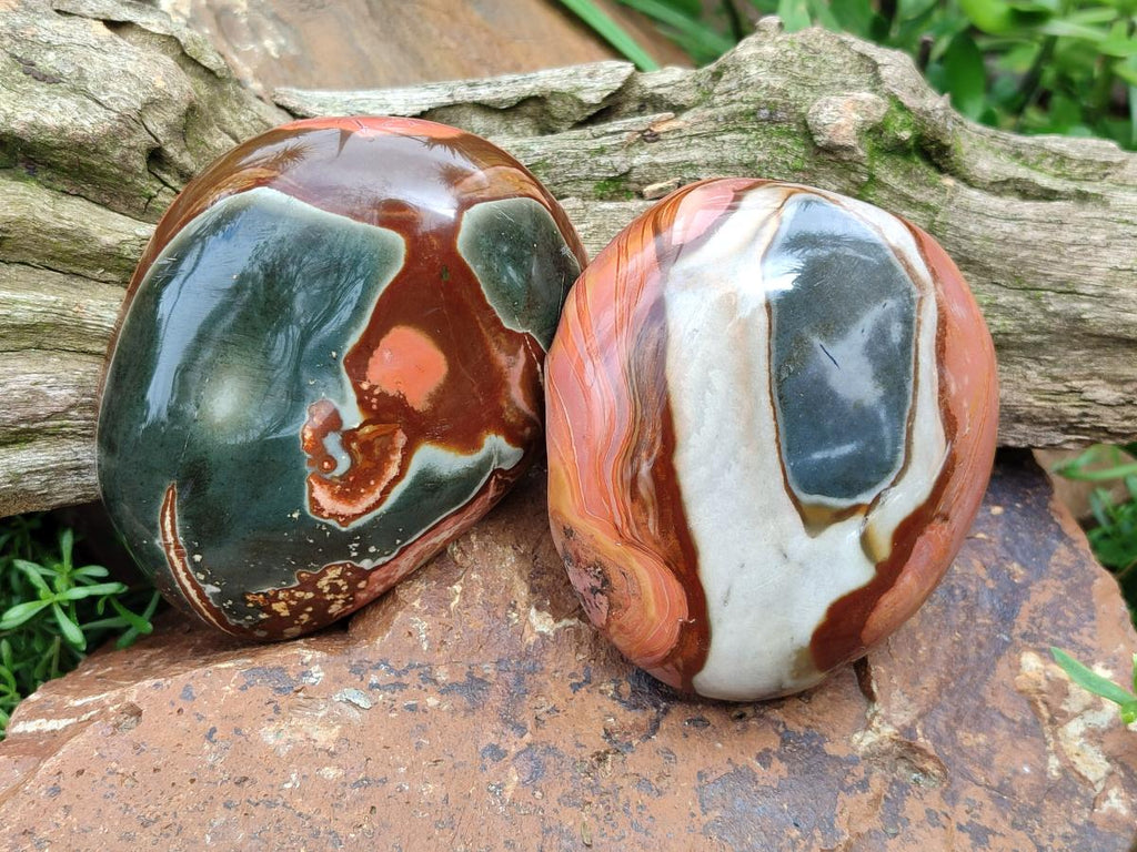 Polished On One Side Polychrome Jasper Nodules x 6 From NW Coast, Madagascar - Toprock Gemstones and Minerals 