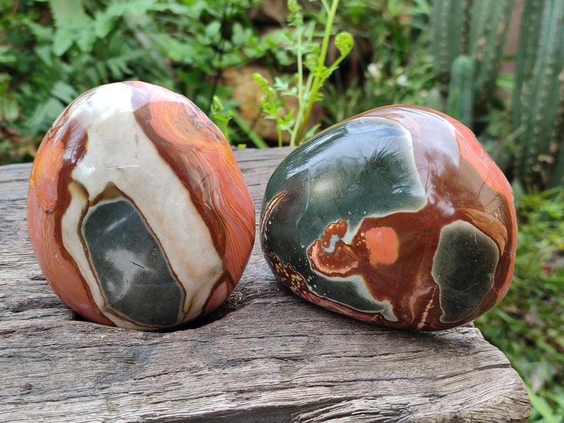 Polished On One Side Polychrome Jasper Nodules x 6 From NW Coast, Madagascar - Toprock Gemstones and Minerals 