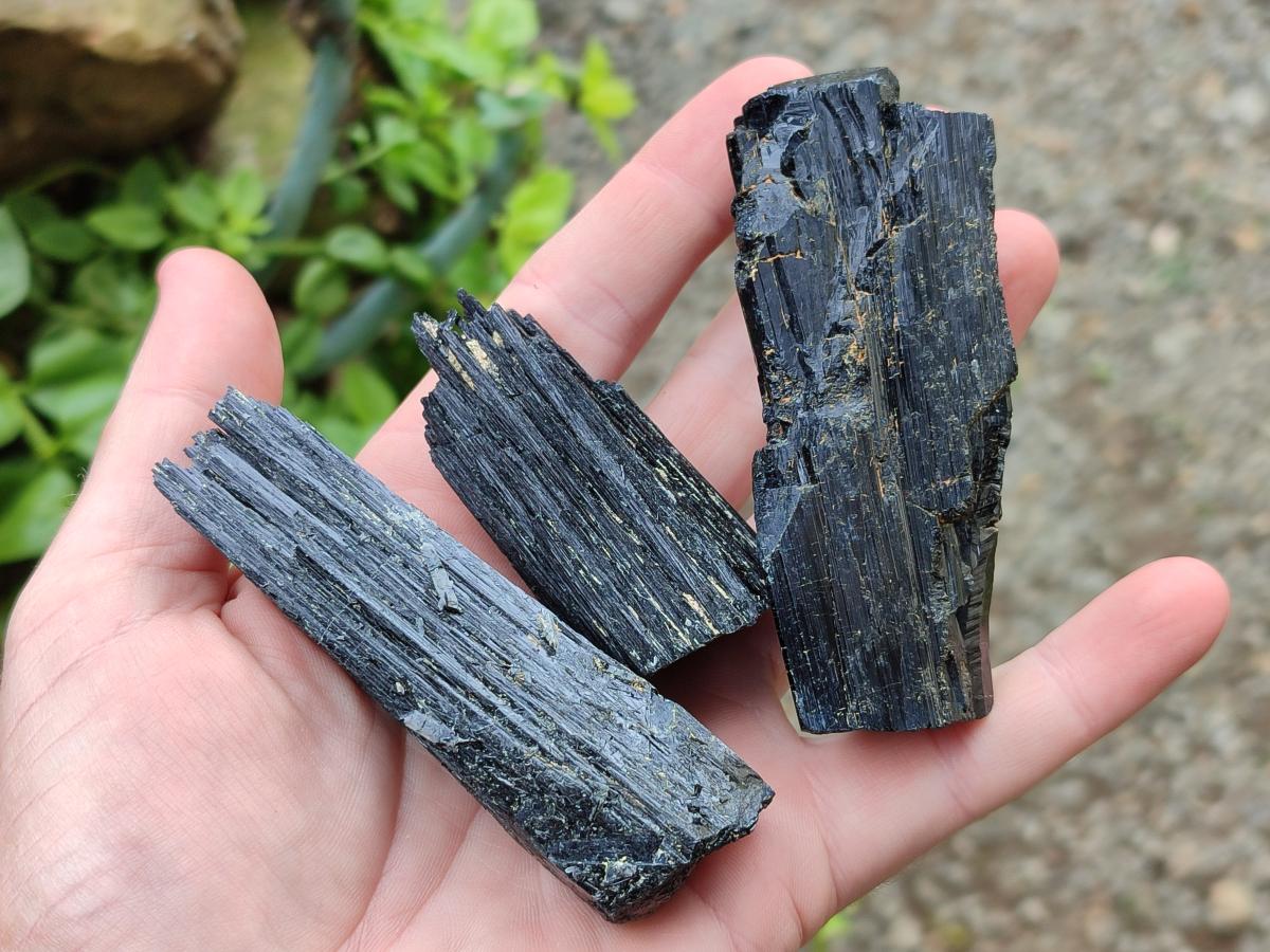 Natural Schorl Black Tourmaline some with Foitite Crystals x 12 From Erongo, Namibia - Toprock Gemstones and Minerals 