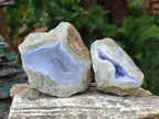 Polished On One Side Blue Lace Agate Geodes x 12 From Nsanje, Malawi - Toprock Gemstones and Minerals 