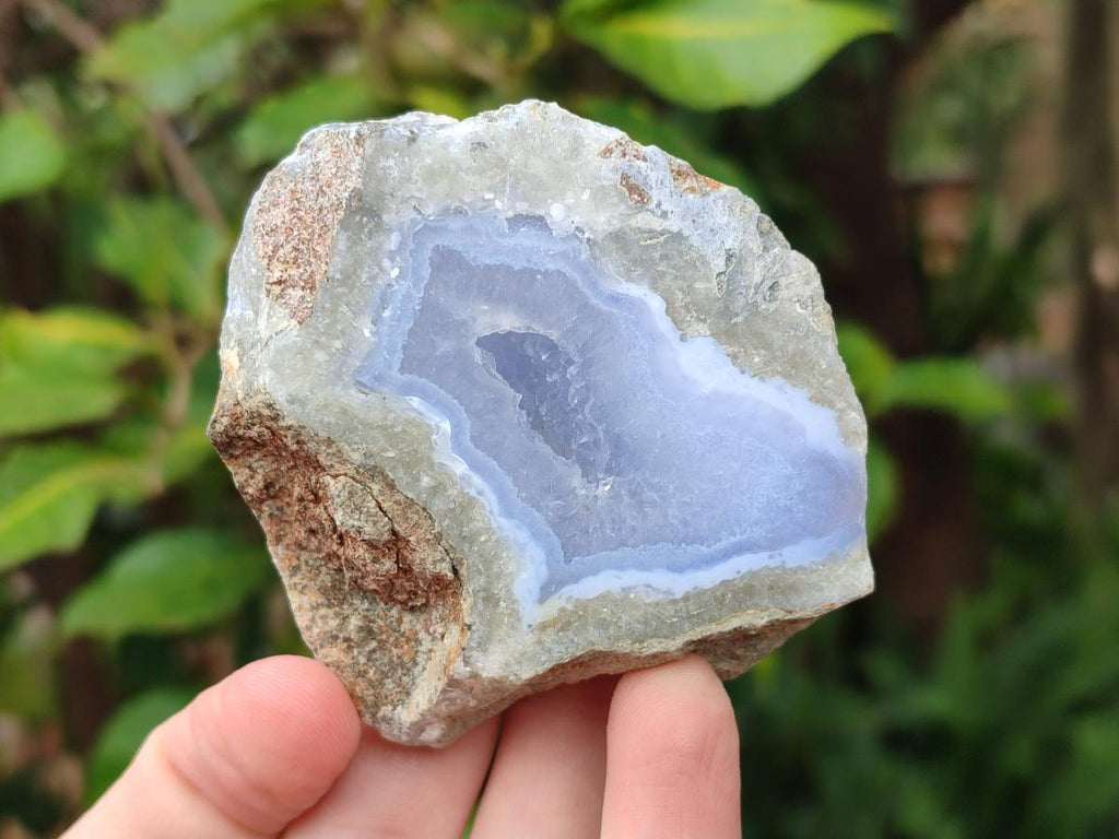 Polished On One Side Blue Lace Agate Geodes x 12 From Nsanje, Malawi - Toprock Gemstones and Minerals 