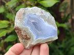 Polished On One Side Blue Lace Agate Geodes x 12 From Nsanje, Malawi - Toprock Gemstones and Minerals 