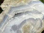 Polished On One Side Blue Lace Agate Geodes x 12 From Nsanje, Malawi - Toprock Gemstones and Minerals 