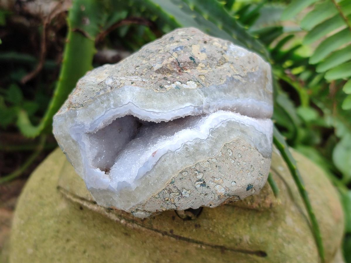Polished On One Side Blue Lace Agate Geodes x 12 From Nsanje, Malawi - Toprock Gemstones and Minerals 