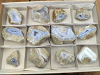 Polished On One Side Blue Lace Agate Geodes x 12 From Nsanje, Malawi - Toprock Gemstones and Minerals 