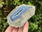 Polished On One Side Blue Lace Agate Geodes x 12 From Nsanje, Malawi - Toprock Gemstones and Minerals 